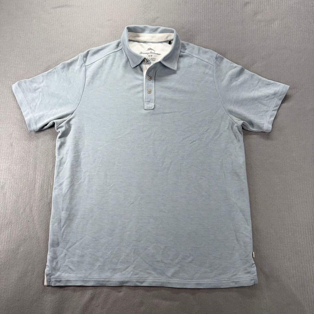 Tommy Bahama Polo Shirt Mens S Blue Tencel Blend Short Sleeve TB220240R